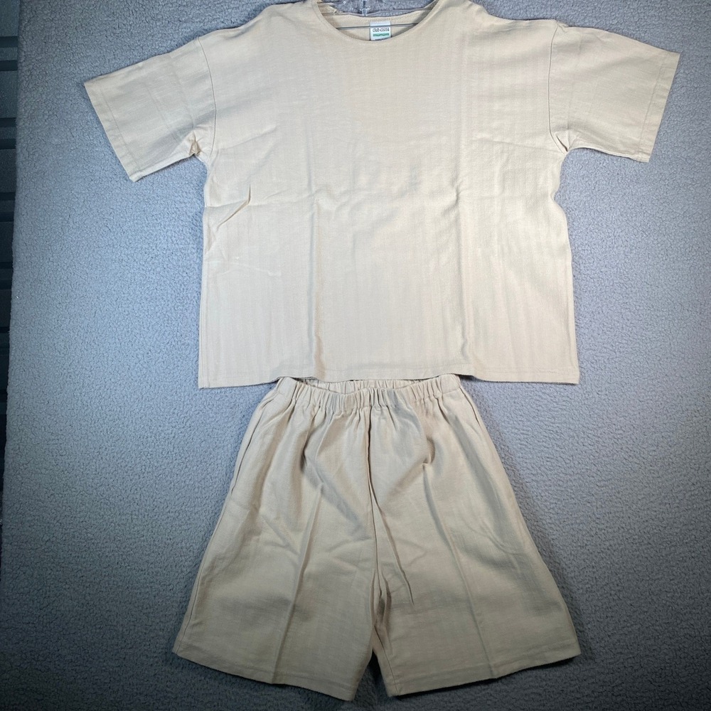 Club Cocoa Beige Textured Knit Lounge Set Top & Shorts One Size Made in USA